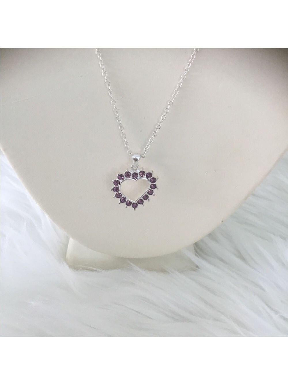 AVON Classic Birthstone Color heart necklace June